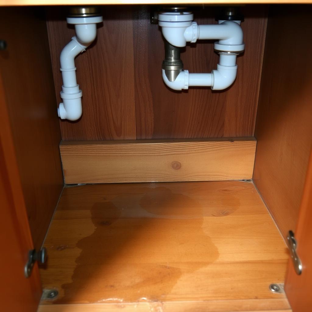 Damp cabinet base with water pooling
